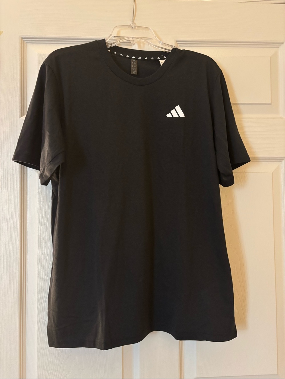 adidas Black Short Sleeve Tee with White Trefoil-Inspired Logo